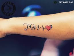 The bright and dark colors used in this . Shiva Tattoo Studio P M Letter Heart Heartbeat Tattoo Shiva Tattoostudio 7778087786 Pm Letters Lettertattoo Lettertattoos Lettertattoodesign Hearttattoo Hearttattoos Hearttattoodesign Hearttattoodesigns Heartbeattattoo