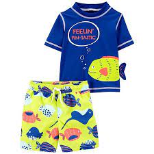 Baby Boy Carter S Feeling Fin Tastic Rash Guard Top Swim Trunks Set