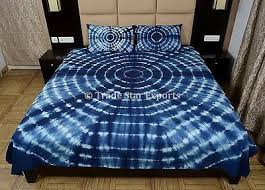 Details About Indigo Tie Dye Bedding Set Handmade Shibori Queen Bedspread With 2 Pillow Cover Ensembles De Literie Draps Draps De Lit