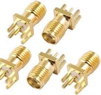 uxcell Metal SMA Female Jack PCB Solder Connector Adapter 5 Pcs Gold Tone