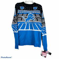 Nfl Sweaters Nfl Nwt Light Up Musical Ugly Christmas Sweater Detroit Lions Size S Football Poshmark