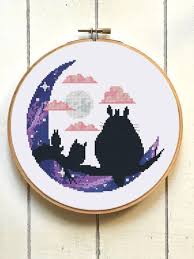 Anime Counted Cross Stitch Pattern Moon Anime My Neighbour Etsy Cross Stitch Animal Cross Stitch Patterns Cross Stitch Patterns