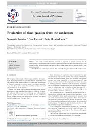 Pdf Production Of Clean Gasoline From The Condensate