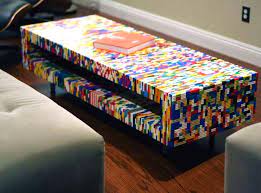 The structure of the coffee table was perfect for a lego table. 06 Diy Lego Coffee Table