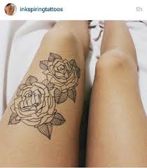 Geometric Roses On Thigh Tattoos Inspirational Tattoos Girly Tattoos