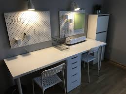 Cricut Craft Room And Desk Setup With All Products From Ikea Craft Room Lighting Craft Room Desk Craft Room Organization