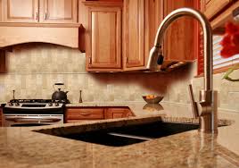 stone subway tile kitchen backsplash