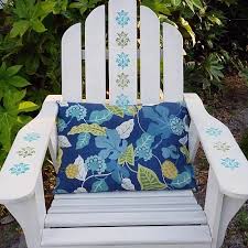 Stenciled Adirondack Chair Project By Decoart Outdoor Plastic Chairs Adirondack Chair Garden Crafts Diy