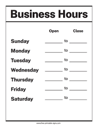 Download This Printable Business Hours Sign To Let Your Customers Know About The Hours Of Operation Of You In 2020 Business Hours Sign Printable Signs Store Hours Sign
