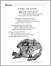 Waiting For Mother Poem Worksheets Student Handouts Mother Poems Kids Poems Poems