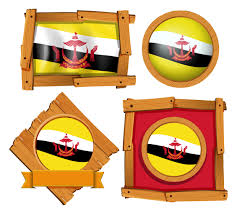 Brunei's national flag is rectangular, with a 2:1 ratio of length to width. Flagge Von Brunei In Verschiedenen Rahmen 373284 Vektor Kunst Bei Vecteezy