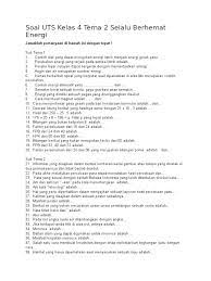 Namun sebenarnya masih banyak materi yang lainnya. Soal Uts Kelas 4 Tema 2 Selalu Berhemat Energi