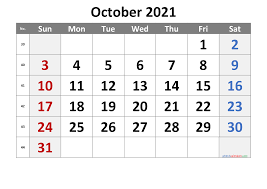 2021 October Free Printable Calendar Free Premium Free Printable 2020 Monthly Calendar With Holidays