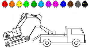 Free coloring pages for boys of chevy truck, dodge trucks, ford, jeeps. Learn Colors With Tow Truck And Excavator Coloring Pages Construction T Truck Coloring Pages Coloring Pages Firetruck Coloring Page