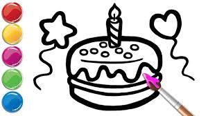 Draw And Color Cake For Kids Easy Painting For Kids Painting For Kids Coloring For Kids