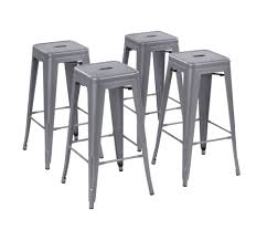 Howard 30 Inch Metal Bar Stool Set Of 4 Silver Walmart Com Metal Bar Stools Bar Stools Metal Bar