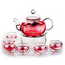 Glass Filtering Tea Maker Teapot With A Warmer And 6 Tea Cups 25 15 11cm Red1 Walmart Com Tea Pot Set Tea Pots Tea Cups