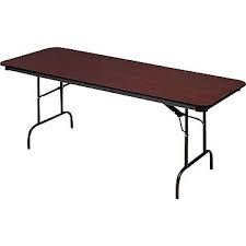 Iceberg 6 Heavy Duty Melamine Folding Banquet Table Mahogany At Staples Folding Table Wood Laminate Table