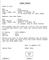 Contoh surat kuasa ke bank. Contoh Surat Kuasa Pengambilan Uang