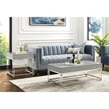 Coffee tables & end tables/. Posh Briar 2 Drawer Metal Coffee Table With Acrylic Legs In Light Gray Chrome Ct159 09lg Cx
