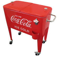 Xspec 60qt quart roto molded high performance cooler pro tough outdoor ice chest, durable stylish rotomolded with bottle openers. Vintage Styled Coca Cola 60 Quart Steel Rolling Cooler Cp98108 California Car Cover Co