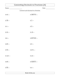 converting terminating and repeating decimals to fractions a