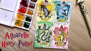 4 Maisons De Poudlard Harry Potter Peinture A L Aquarelle Youtube