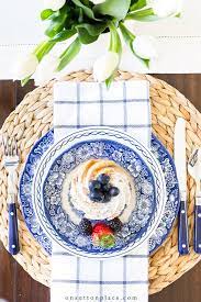 Four table settings of our most popular enamelware items: Blue And White Table Setting Ideas For Spring On Sutton Place