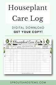 Houseplant Care Log House Plant Care Plant Journal Template House Plants