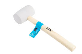 A steel hammer with an aquaplast extension, a paper mallet, a reshaped croquet mallet. Ox Pro White Rubber Mallet Non Marking Rubber Mallet Hammer With Wooden Handle 16 Oz Buy Online In Dominica At Dominica Desertcart Com Productid 79918214