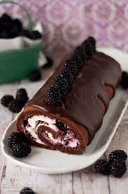 Chocolate Blackberry Cream Roulade Desserts Dessert Recipes Sweet Recipes