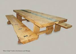 River Glass Cedar Banquet Table With Benches The Fine Wooden Article Company