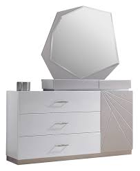 Florence leather headboard bed 5pcs set. J M Florence Dresser And Mirror In White And Taupe 17852 Dm