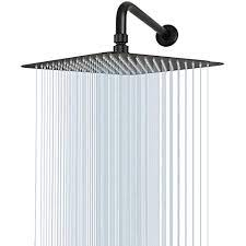 The arm adjusts vertically 18 in. Rain Shower Head With Extension Arm Nearmoon Square Shower Heads Large Stainless Steel Rainfall Showerhead Waterfall Full Body Coverage 12 Inch Shower Head With 15 Inch Shower Arm Matte Black Amazon Com