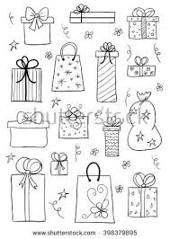 Set Of Gift Boxes Hand Drawn Vector Sketch Of Gift Boxes Presents For Birthday Anniversary Wedding Design Gift Drawing How To Draw Hands Christmas Drawing