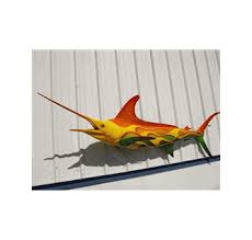 flamed marlin fish mount double sided