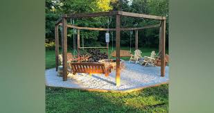 Fire pit hanging swing backyard landscaping designs. Octagon Fire Pit Swings Project By Barry At Menards