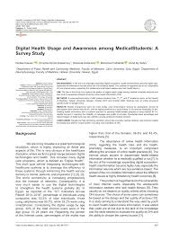 PDF) Digital Health Usage and Awareness among MedicalStudents: A Survey  Study