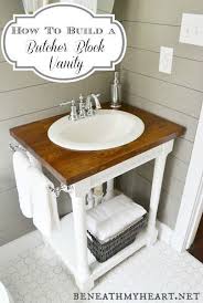 It's not quite that orange. Diy Butcher Block Vanity Beneath My Heart Diy Bathroom Vanity Small Bathroom Vanities Bathroom Decor