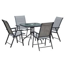 For living steel folding chair, black. Outsunny 5pcs Classic Outdoor Dining Set Steel Frames W 4 Folding Chairs Glass Top Table Texteline