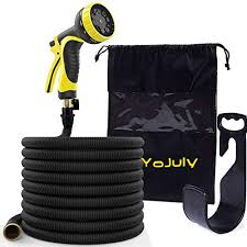 Yojuly Garden Hose 100ft Expandable Hose Heavy Duty Flexible Leakproof Hose 9 Pattern High Pressure Water Spray Nozzle Bag Plastic Holder No Kink Tangle Free Pocket Water Hose 100ft