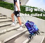 Amazon.com: Carrito de mochila con ruedas con base protectora de borde,  ruedas grandes silenciosas, aleación de aluminio, plegable, con correa de  ...
