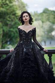 Unique Vintage Black Lave Deep V Neck Lace Wedding Dress Fall Or Winter Wedding Ideas Black Wedding Gowns Gowns Black Wedding Dresses