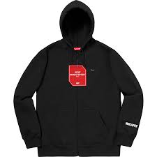 Supreme Windstopper Zip Up Hooded Sweatshirt Black White FW 18