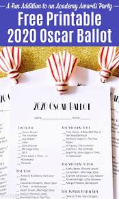 2020 Oscar Ballot Free Printable Oscar Ballot Oscars Party Ideas Academy Awards Party
