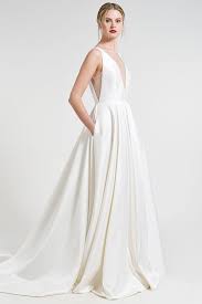 Jenny By Jenny Yoo Bridal Collection The Spencer Gown Features A Plunging V Neckline Bodice Minimalist Gown Wedding Dress With Pockets Wedding Dresses Taffeta