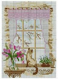 Window Cross Stitch Pattern Cross Stitch Flowers Cross Stitch Animals Cross Stitch House