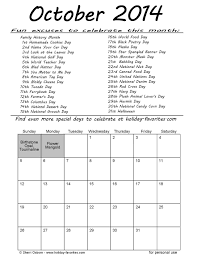 Printable October 2014 Calendars Holiday Favorites Holiday Calendar Holiday Humor Calendar Pages