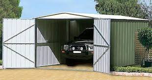 Metal Garage Canberra 10 X15 Workshop Building Steel Mist Green Cream Storage Garage Bois Garage Abri