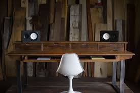 Custom Made Studio Desk For Audio Video Production W Keyboard Workstation Shelf And Rack Units Studio Desk Workstation Rustic Reclaimed Wood